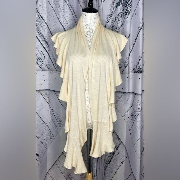 Magaschoni Ruffled Scarf Silk Blend Cream - Picture 1 of 5